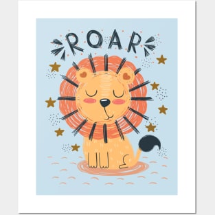 lion roar cartoon Posters and Art